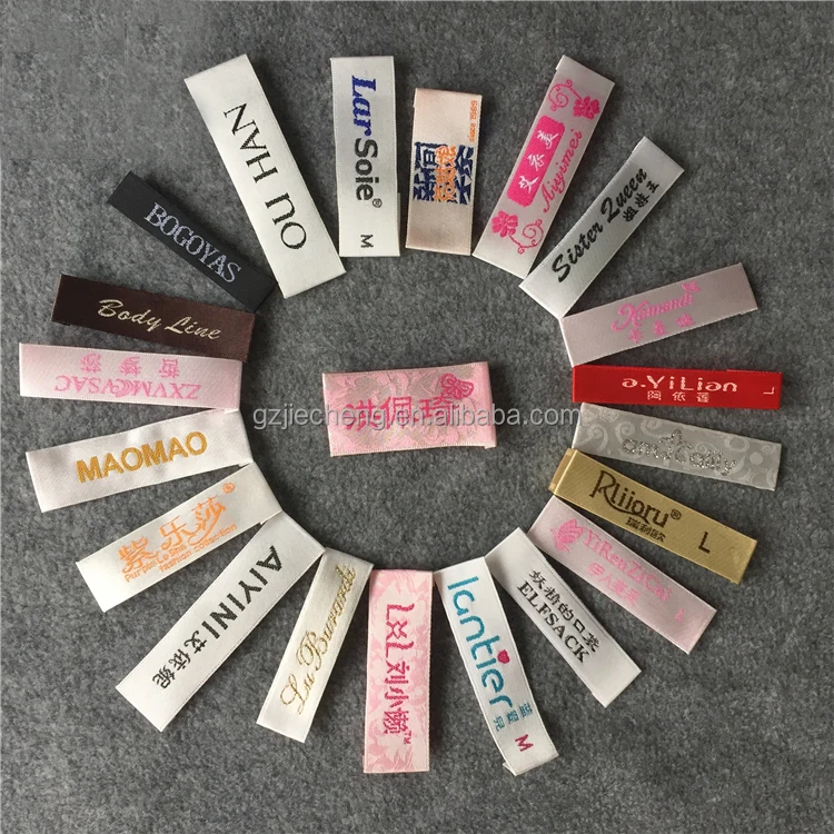 

factory fashion woven label tag custom clothing satin silk printing labels baby care label shirt brand logo neck tags garment, Color
