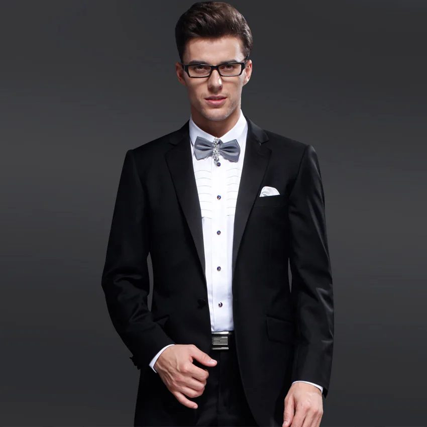 

Latest design coat pants men wedding tuxedo plus italian business suits, Black