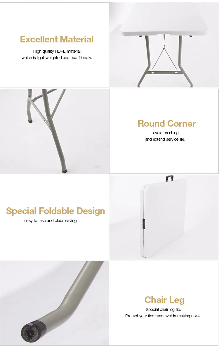 6&8-Foot Rectangular Plastic Folding Table