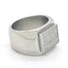 14k Yellow Gold Finish Lab Diamond Flat Screen Ring Stainless Steel 316 Men Band Jewelry Finger Rings