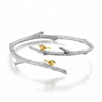 

Original design Bird on Branch real silver bangle