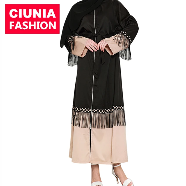 

1505# 50% off new design islamic wear clothing long sleeve maxi dress wholesale zip abaya in dubai for muslimah women