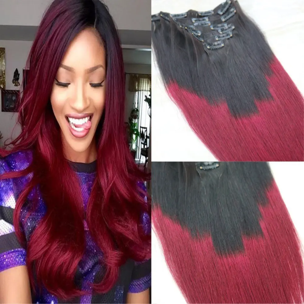 Buy HairDancing 14 7Pcs 120g Color 1B Fading To Color 99j Ombre Hair