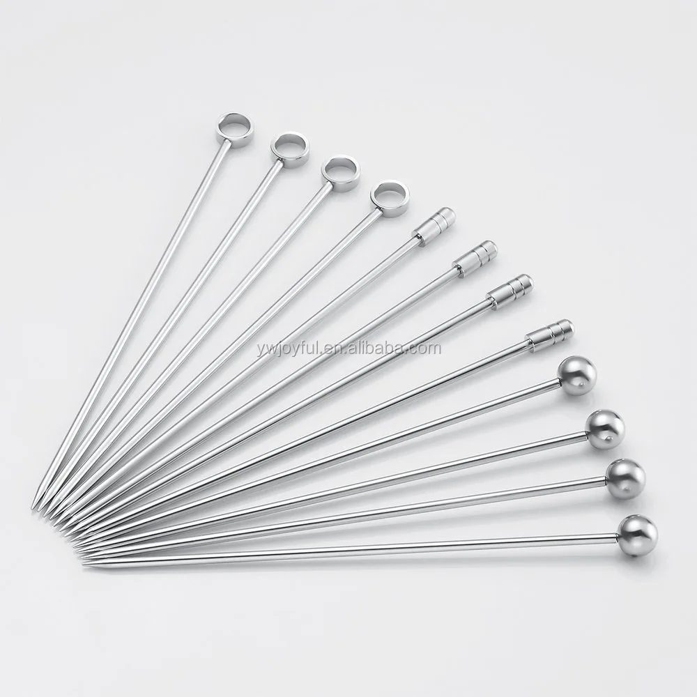 

Wholesale Cocktail Picks Stainless Steel Fruit Sticks Bar Tools Drink Stirring Sticks, Metal