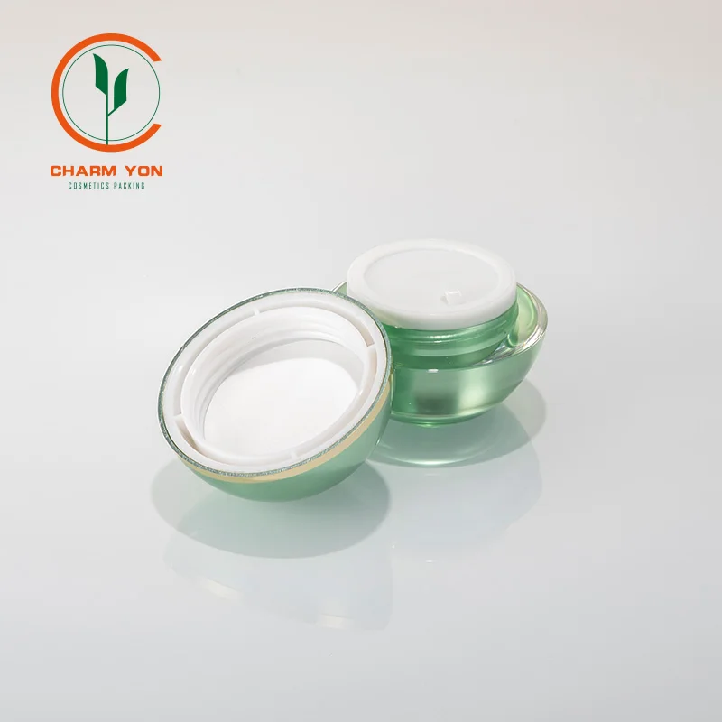 
Guangzhou wholesale green ball shape Acrylic Cosmetic empty container 15g Eye Cream Jar for Cosmetic Packaging 