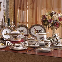 

Luxury Fine Bone China Gold Rim Porcelain Dinnerware Dinner Set