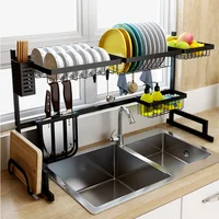 

Freestanding dish rack over sink stainless steel kitchen set organizer bowl knife drainer dish drying rack