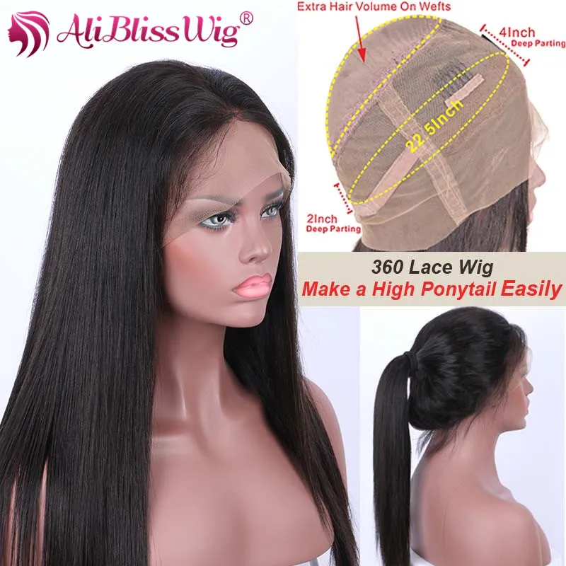

Wholesale Cheap Natural Looking Middle Part High Density 360 Wig Peruvian Human Hair Silky Straight 360 Lace Frontal Wig