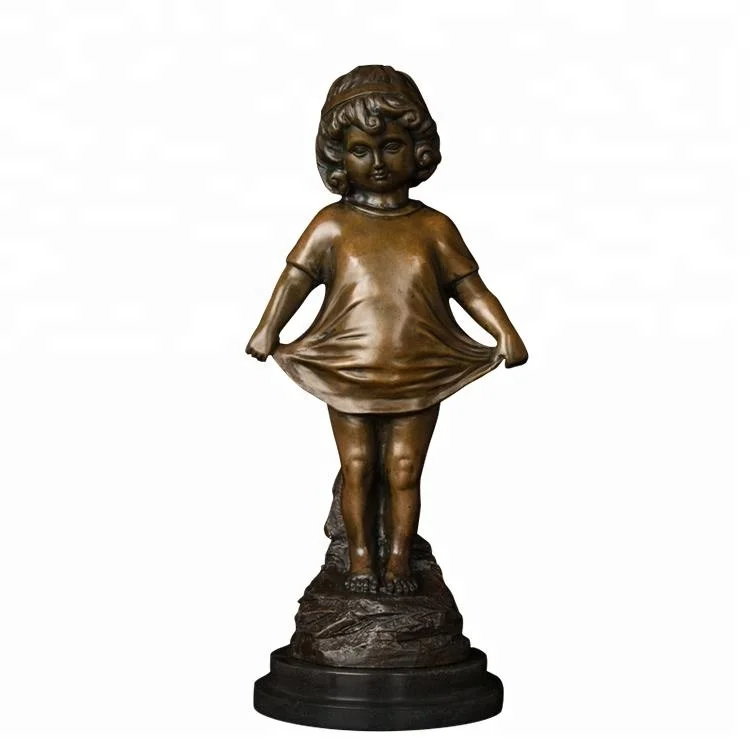 

DS-534 Bronze Art Decor Little Children Girl Statue Sculpture Lovey Child Kid Girl Figurines For Children Gift Home Deco