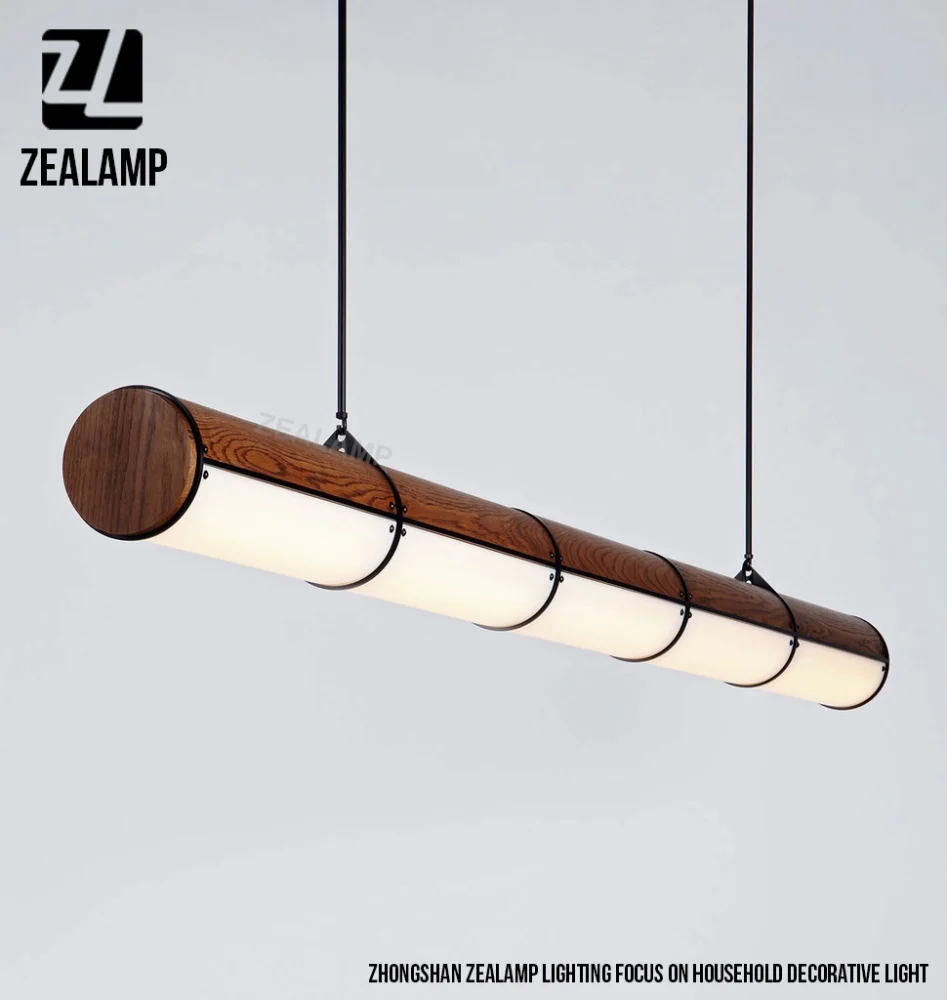 Senza fine in legno ha portato tubo lampada a sospensione 5 unità ... Lampade decorazione Tubi
