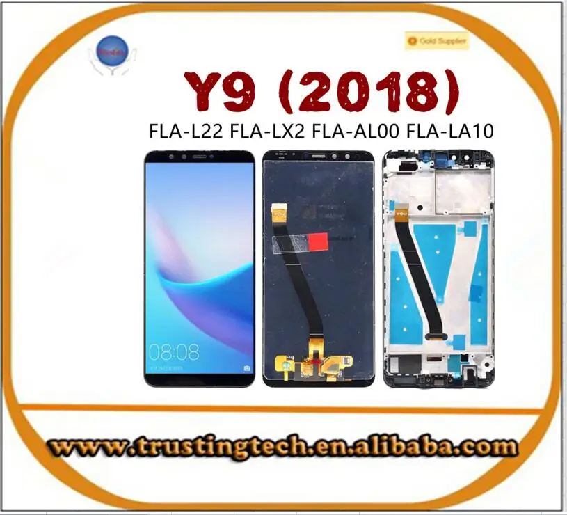 

Y9 2018 LCD Display Touch Screen Assembly Screen Repair Replacement Part FLA L22 LX2 LX1, Black white blue gold