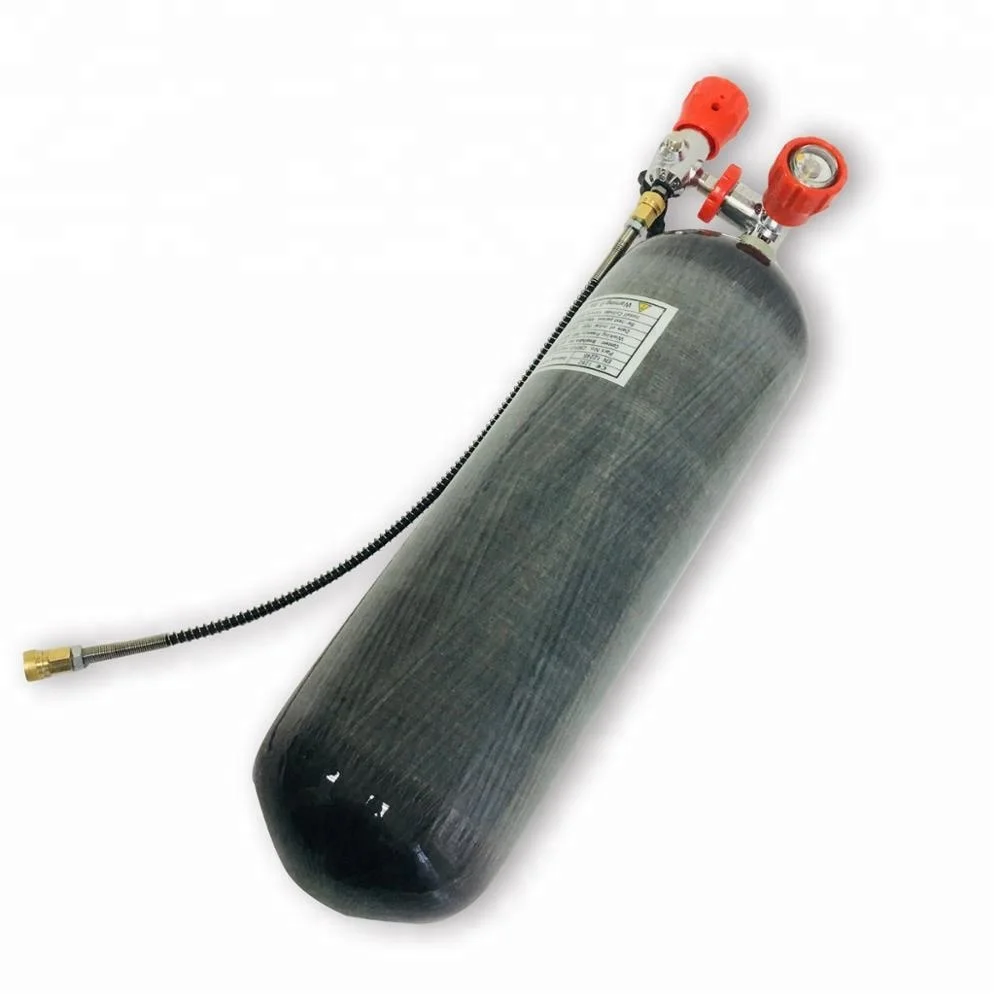 

Paintball Tank 6.8L CE Carbon Fiber Cylinder For PCP Air Rifle With Red Valve Filling Station, Grey