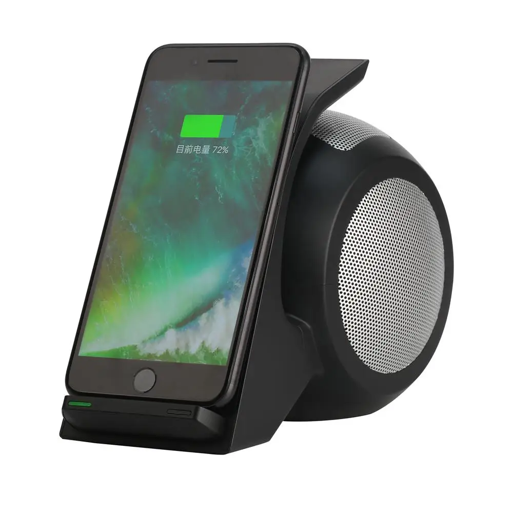 

2019 new gadget wireless charging speaker portable waterproof BT speaker with NFC, Black;sliver