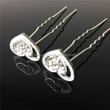 Heart Shape Crystal Hairpin Rhinestone Wedding Jewelry Accessory