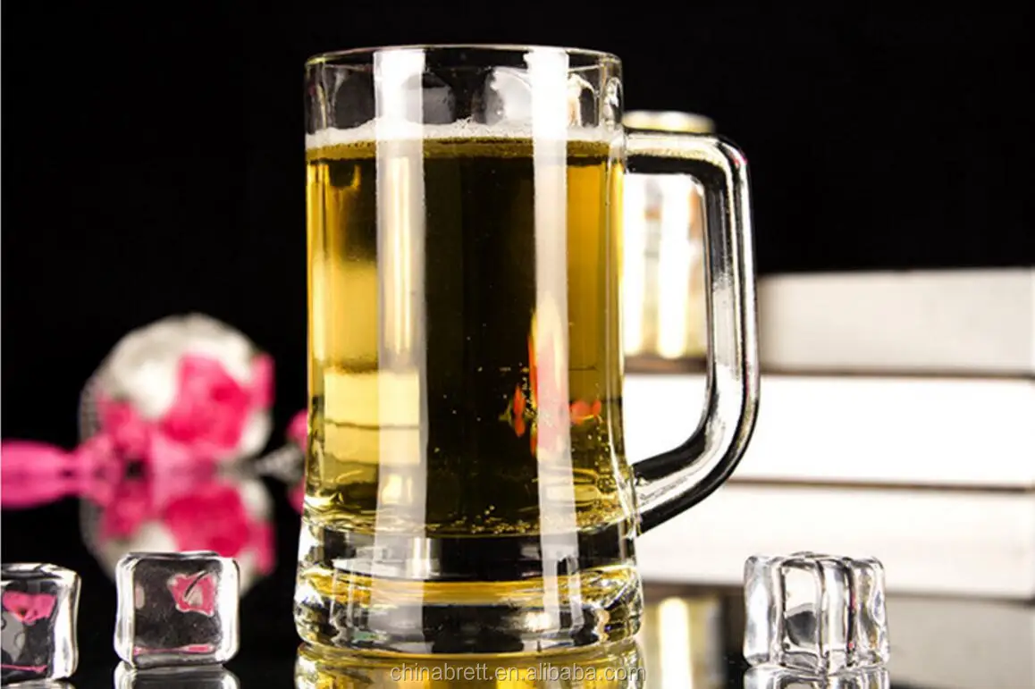 Crystal Glassware Manufacture 340ml German Beer Glass With Handle