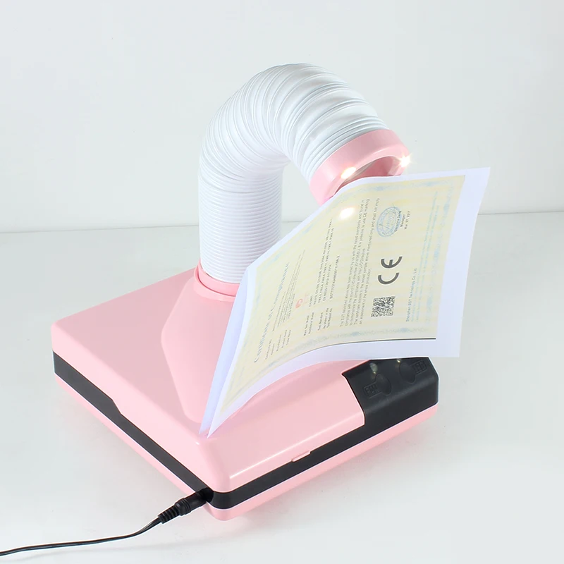 

New arrival Salon Beauty Nail Dust Collector Suction Fan Vacuum Cleaner with Light, Pink