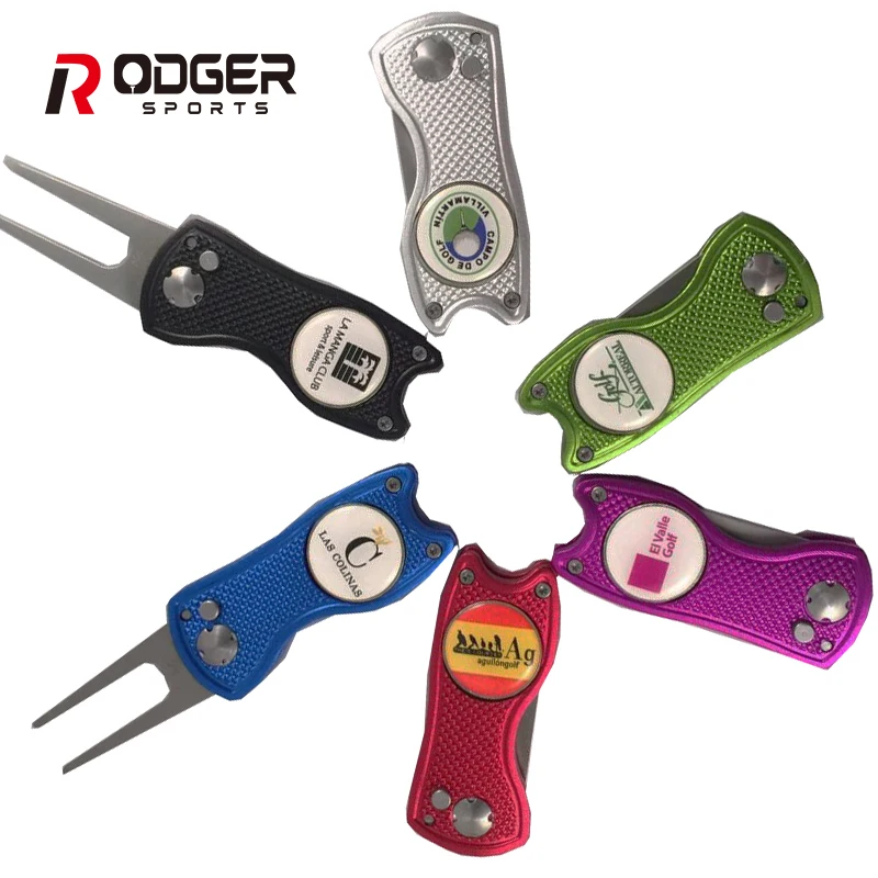 Colorful Retractable Golf Divot Repair Tool With Custom Magnetic Ball