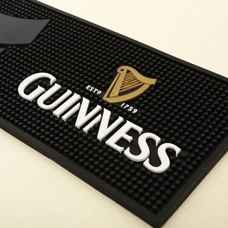 Custom Pvc Bar Spill Mat Promotional Fashion Square Branded Rubber Beer