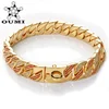 OUMI Wholesale Fancy Dog Chain Stainless Steel Big Dog 18k Gold Diamond Dog Pet Collar