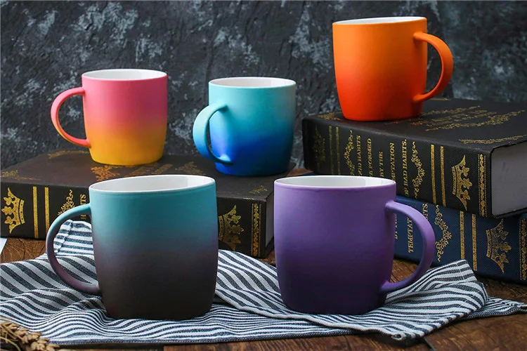 New design purple colorful reactive glazed ceramic  cheap bulk coffee mug 