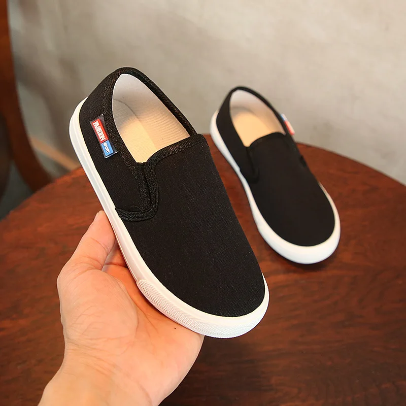 

Hot selling classic style slip on kids shoes, White/red/black/blue