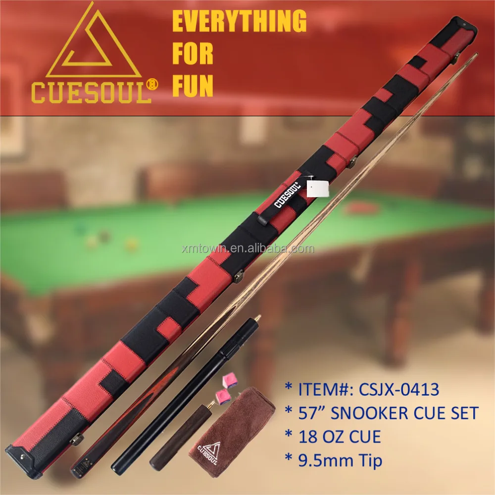 57" long 9.5mm tip 18OZ CUESOUL one piece Snooker Cue stick set