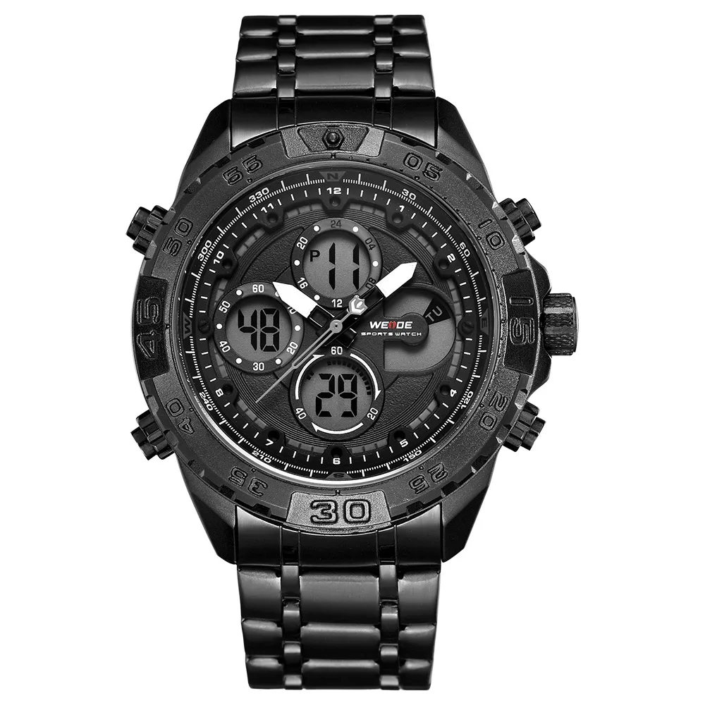 

WEIDE WH6909B-1C Men Stainless Steel IP Black 2018 Newest Watch Model Chronograph Original Japan Movt 3 ATM Jewelry Watches