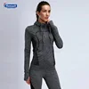 2018 popular design work out women sportswear yoga running sports jackets full zipper pocket hoodie yoga jacket for women