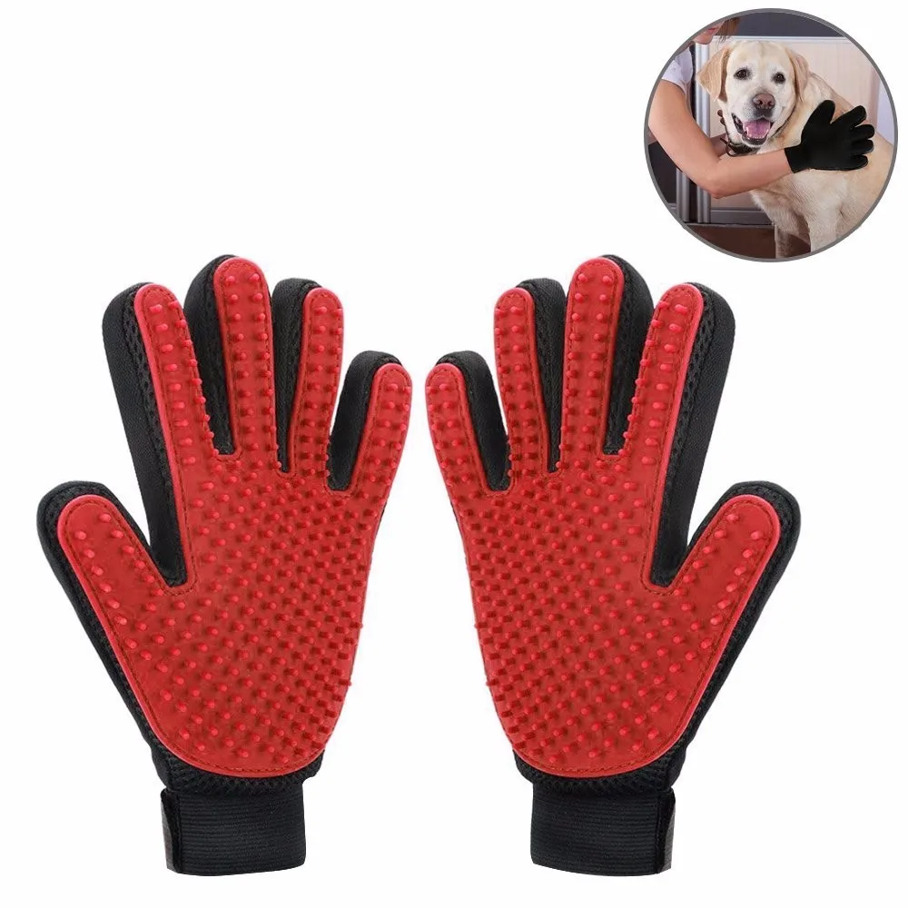 Efficient Deshedding Glove Soft Rubber Tips For Massage Hair Five