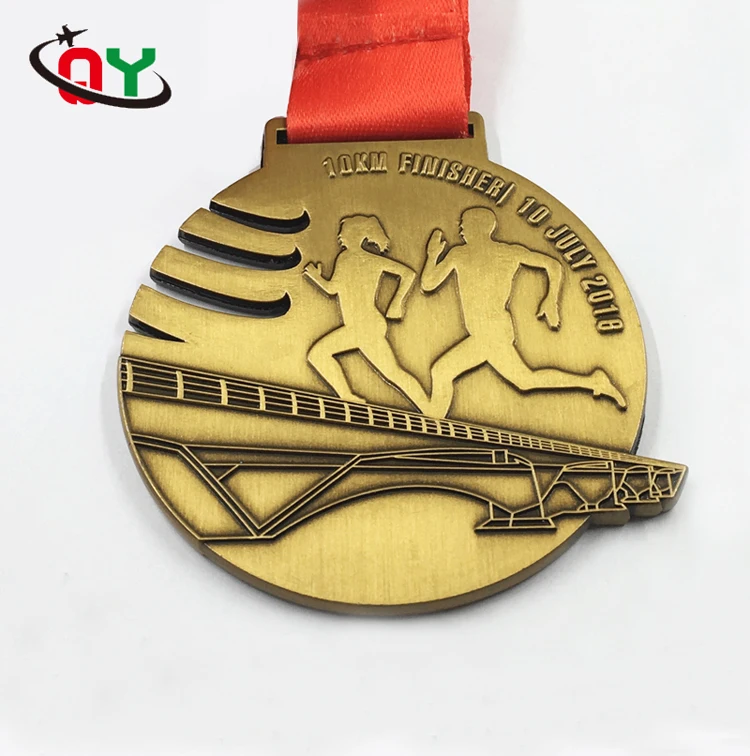 Factory Promotion Cheap Wholesale Running Sport Finisher Metal Marathon Medal Awards With Ribbon
