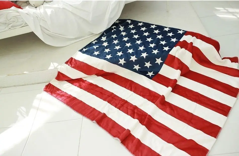 America Flag United States Sofa / Bed Comfortable Knitted Fabric Fleece