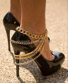 gold chain heels