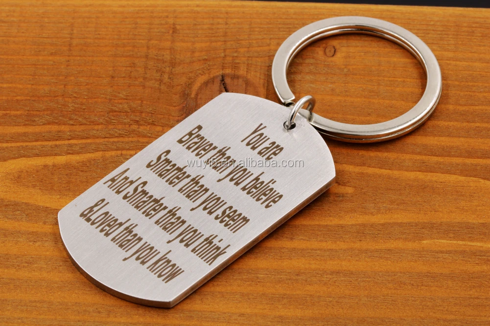 Custom Laser Content Stainless Steel Keychain Blank Square Tag For