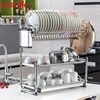 High quality Stainless Steel Dish Rack Dryer Drainer Tray Plate Bowl Storage Shelf