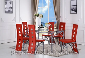 
Cheap Dining Room Furniture Glass Dining table set with chairs 
