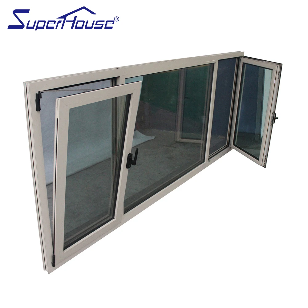 Double Tilt&Turn Window With Fixed Window In the Middle Cheap Price For Wholesale