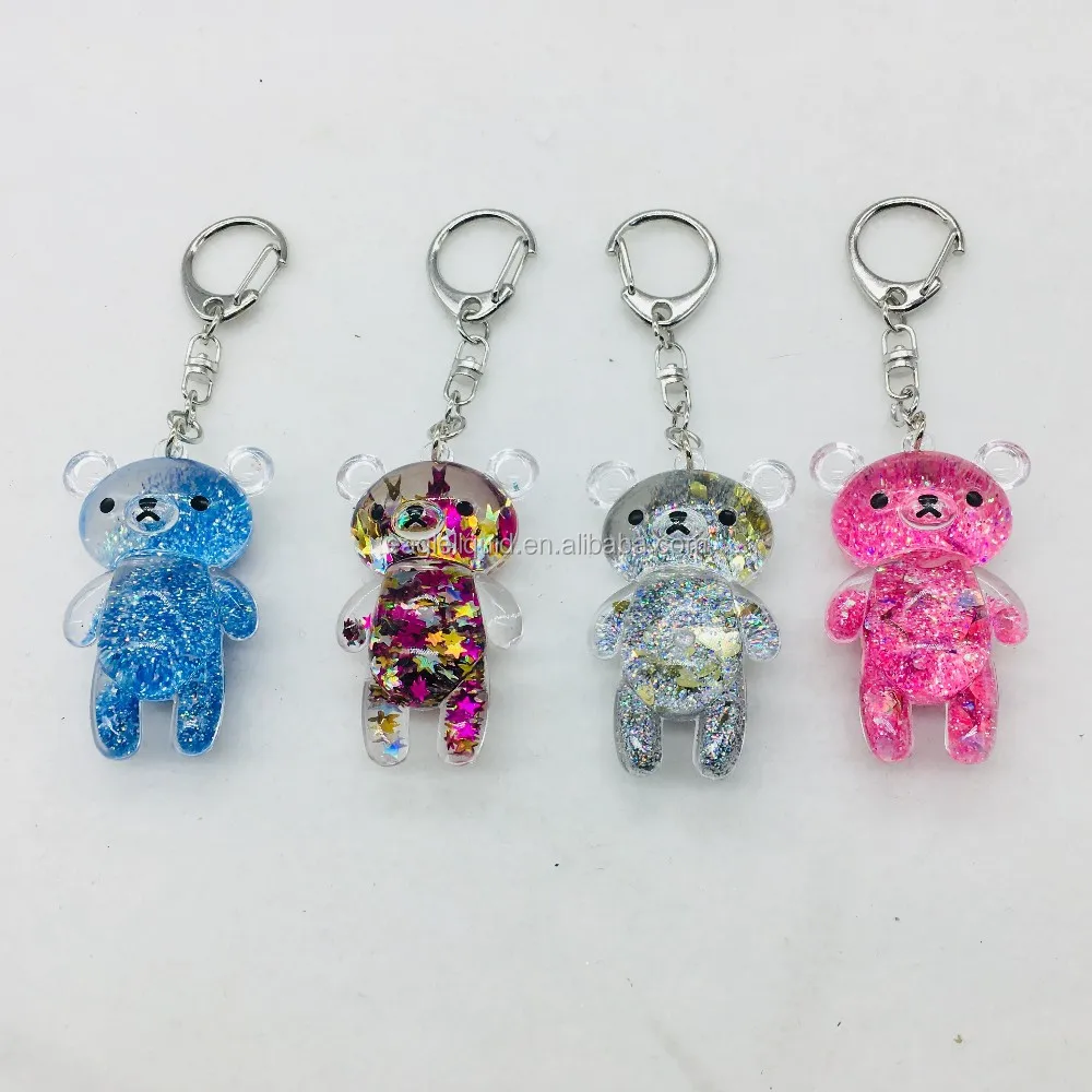 Bear Shape Acrylic Liquid Keychain Glitter Fluid Inside Keyring - Buy ...