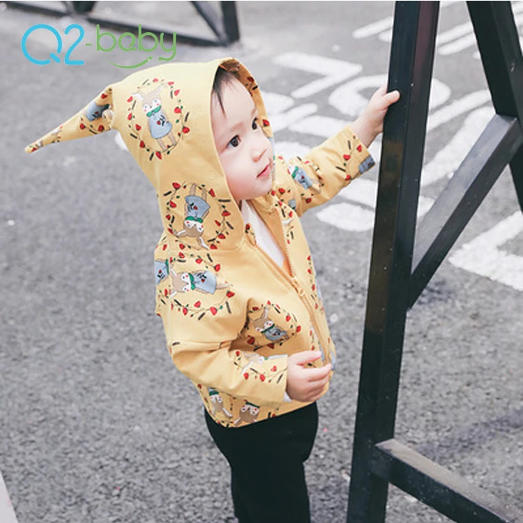 
Q2-baby China Wholesale Cute Zipper Closure New Autumn Wearing Hooded Baby Boys Coats 