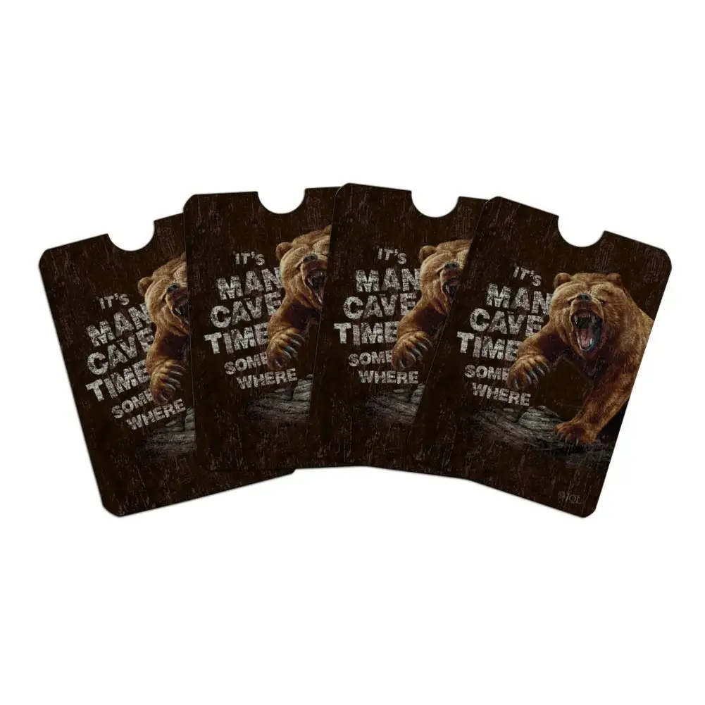 It's Man Cave Time Somewhere Bear Credit Card RFID Blocker Holder Protector Wallet Purse Sleeves Set of 4