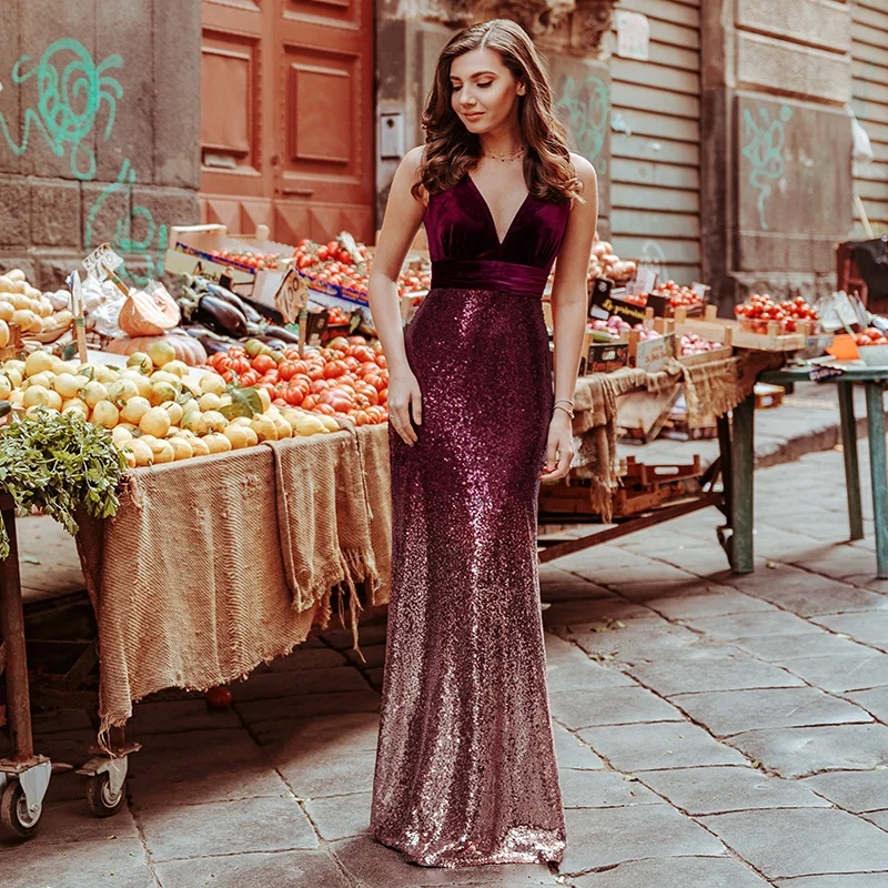 velvet sequin gown