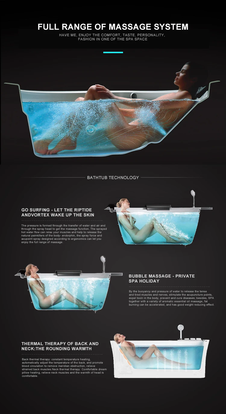 1 Person Indoor Portable Ideal Standard Hydromassage Bathtub Price