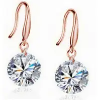 

Elegant wedding silver round AAA CZ Diamond earrings Classic zircon crystal Shining Drop Earrings For Women Jewelry