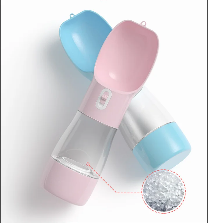 

Water & Food Container Dog Water Bottle Water Drink Cup New for Walking, Portable Pet Travel Design 2 in 1 Pet Bowls & Feeders, Blue,pink. green, grey