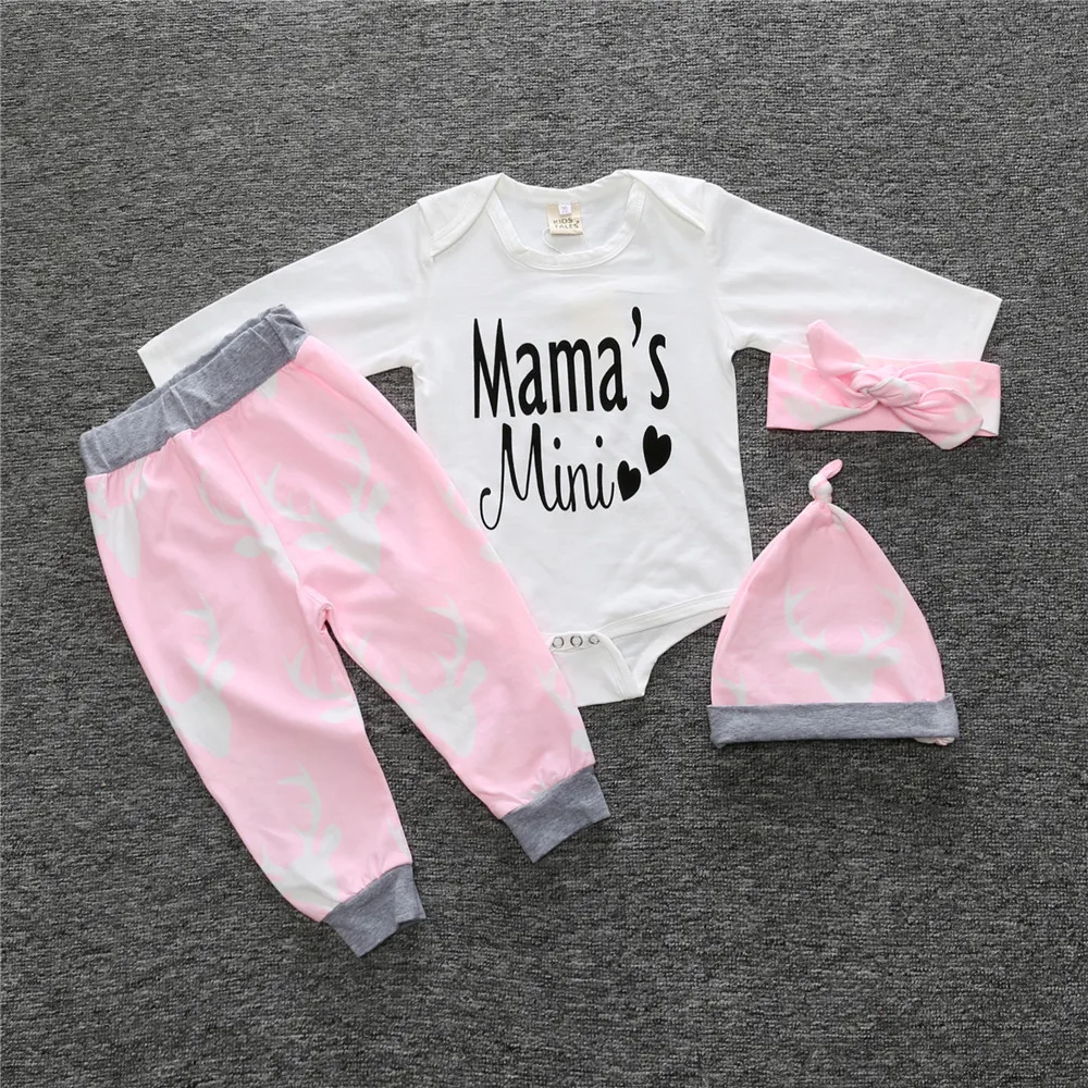 

New Premium Baby Girl Clothes Set Of Pink Pants And Cotton Romper, As picture