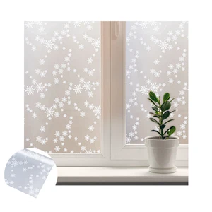 Image of 3d effect snowflakes design window film decor for home glass
