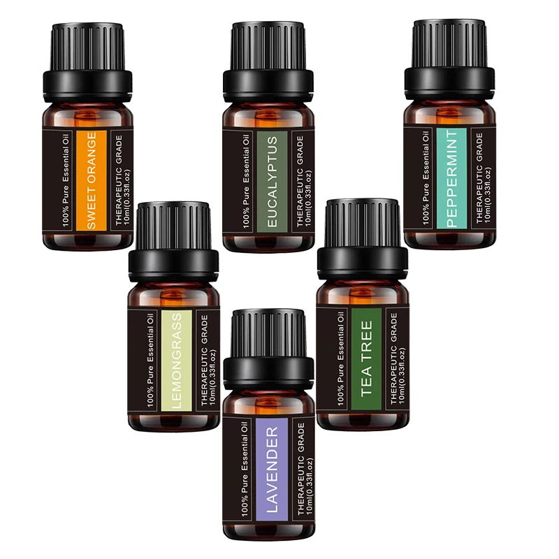 

Top 6 Pure Natural Therapeutic Grade Private Label Fresh Essential Oil Set(lavender tea tree eucalypotus lemongrass sweet orange