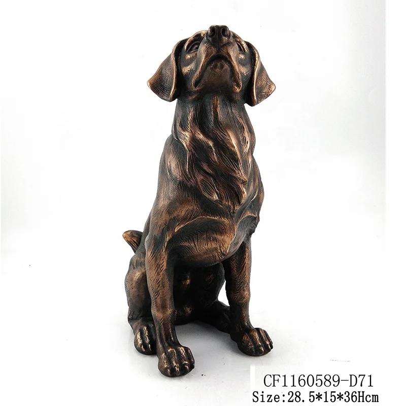 Resin animal bronze sculpture golden retriever dog statue home decor factory