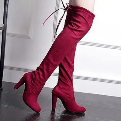 

Long thigh boots women's over knee high boots lace up high heels shoes