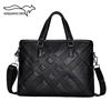 The first layer of leather men 's handbag Messenger bag business and leisure horizontal version of the bag briefcase plaid male