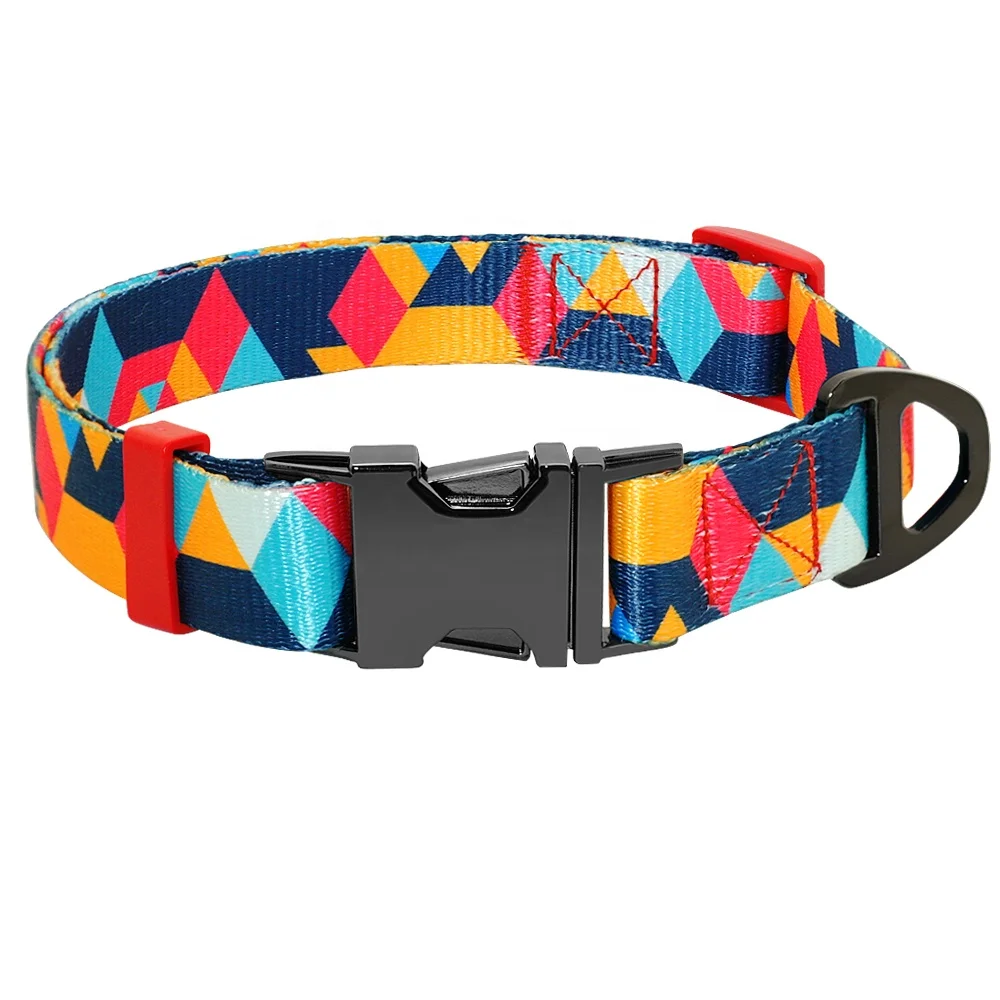 New Arrival Support Personal Engraved ID Buckle Colorful Nylon Webbing Pet Dog Collar